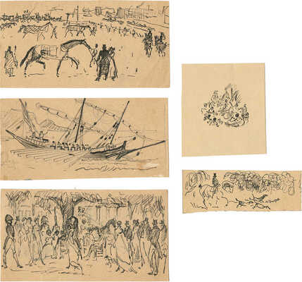 Бехтеев Владимир Георгиевич. Лот из восьми иллюстраций на пяти листах к кн.: Мейн Э. Роман леди Байрон